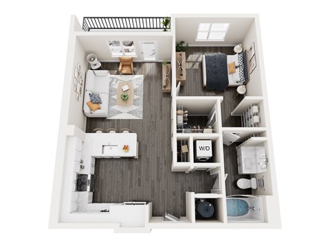 Floor plan for 1 bed, 1 bath, 786 sqft